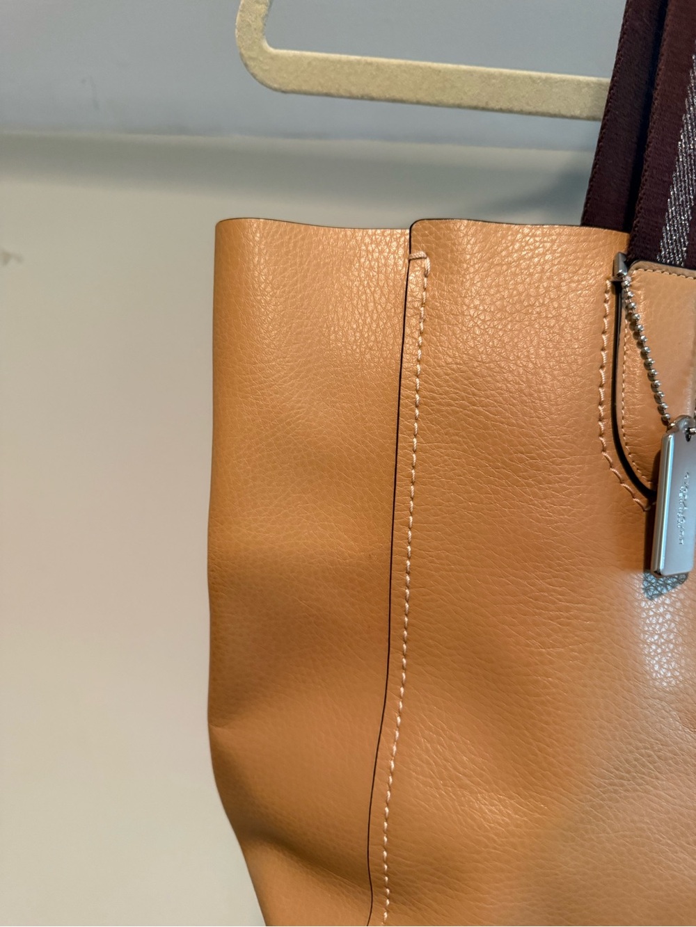 Coach Leather Tote in Tan with Brown Straps - Picture 7 of 16